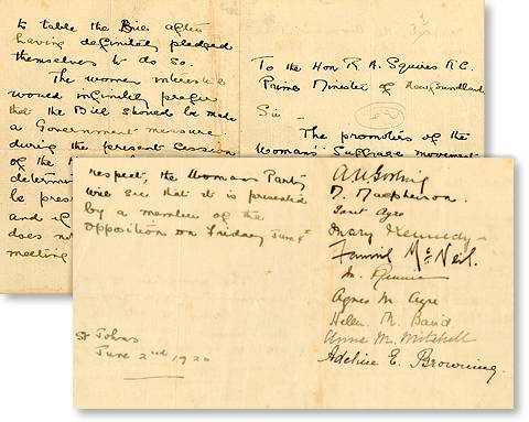 Letter to Prime Minister Richard Squires, 1920