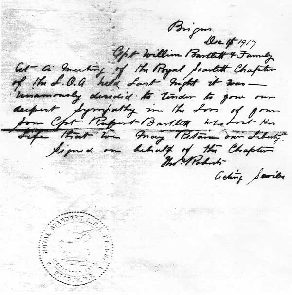 Letter of Condolence, December 15, 1917