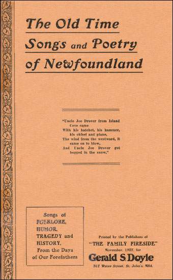 Cover of 'The Old Time Songs and Poetry of Newfoundland', 1927 Cover of 'The Old Time Songs and Poetry of Newfoundland', 1927