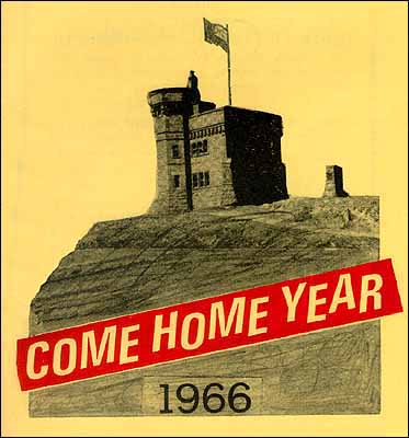 Page couverture de la carte et du guide de St. John's, publié à l'occasion de Come Home Year, 1966
