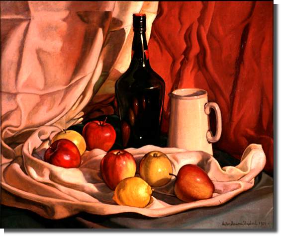 Still Life, par Helen Parsons Shepherd, 1971 Huile sur masonite, 55,9 x 66 cm