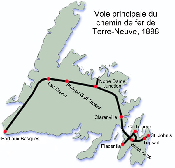 Voie principale du chemin de fer de Terre-Neuve, 1898