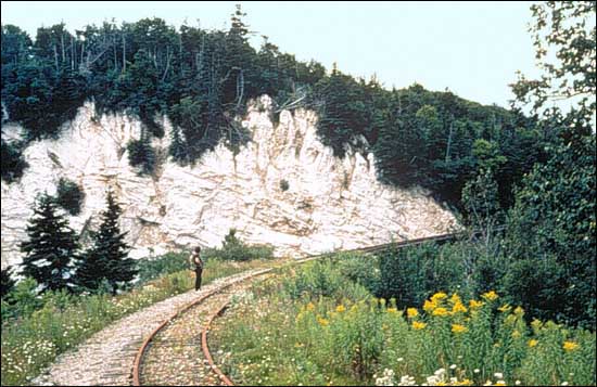 Falaise de gypse blanc