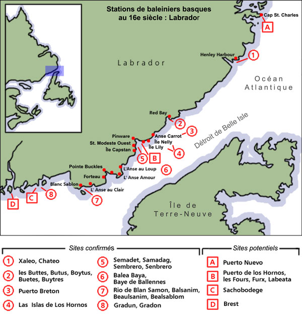Stations de baleiniers basques du 16e siècle Stations de baleiniers basques du 16e siècle