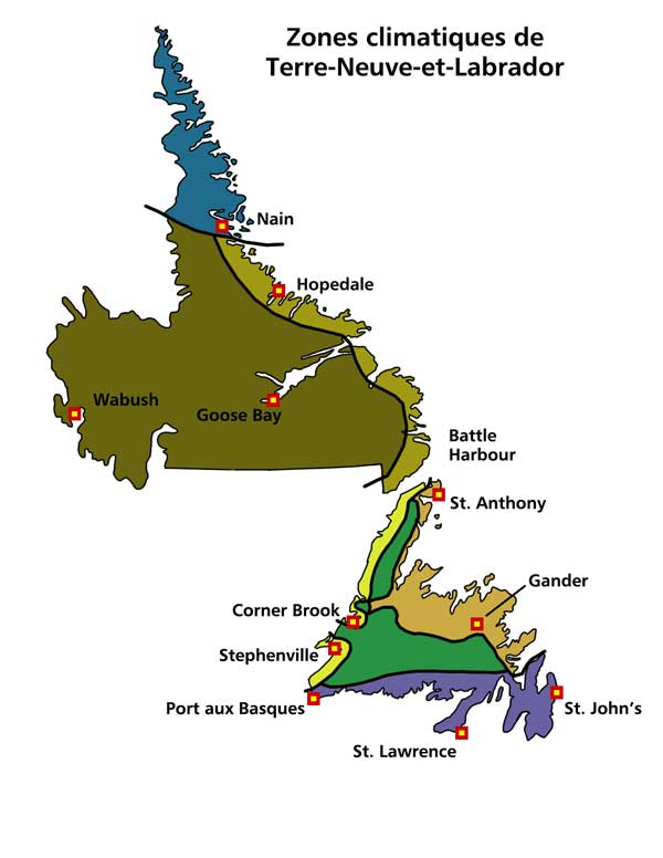 Zones climatiques de Terre-Neuve-et-Labrador Zones climatiques de Terre-Neuve-et-Labrador