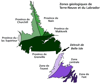Zones géologiques de Terre-Neuve et du Labrador Zones géologiques de Terre-Neuve et du Labrador