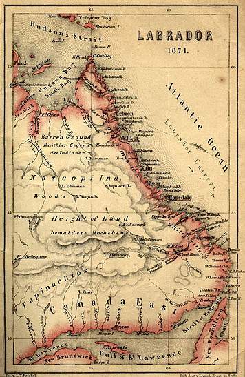 Carte des missionnaires moraves, 1871 Carte des missionnaires moraves, 1871