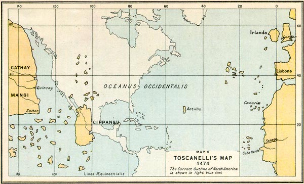 Reproduction de la carte de Toscanelli, 1474