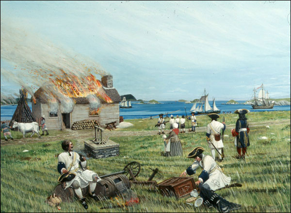 Représentation moderne de l'attaque française de 1694 contre Ferryland Représentation moderne de l'attaque française de 1694 contre Ferryland