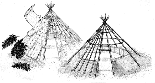 Un wigwam conique des Béothuks