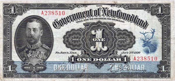 Billet d'un dollar, Gouvernement de Terre-Neuve Billet d'un dollar, Gouvernement de Terre-Neuve