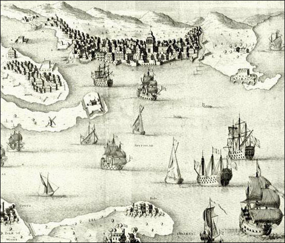 Le port de Portsmouth, vers 1700 Le port de Portsmouth, vers 1700