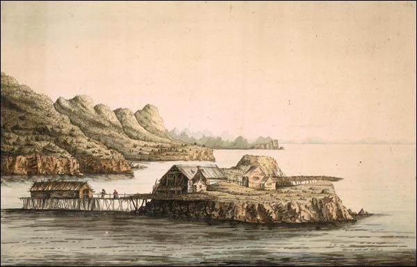 Vue de Porte de Grave dans la baie de la Conception Vue de Porte de Grave dans la baie de la Conception