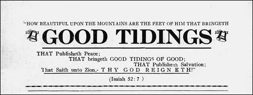 Le premier numéro de la revue Good Tidings Le premier numéro de la revue Good Tidings
