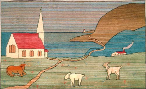 Un tapis crocheté Grenfell, vers 1928. Un tapis crocheté Grenfell, vers 1928.