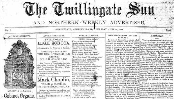 The Twillingate Sun, 1880 Twillingate Sun, 1880
