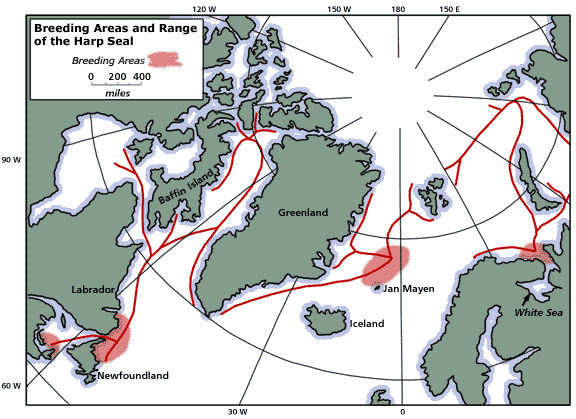 Breeding Areas and Range of the Harp Seal Breeding Areas and Range of the Harp Seal