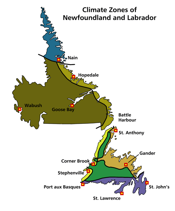 Climate Zones of Newfoundland and Labrador Climate Zones of Newfoundland and Labrador