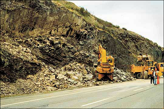 Rockfall on Pitts Memorial Drive Rockfall on Pitts Memorial Drive