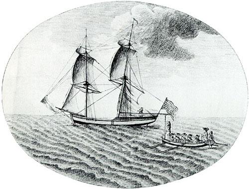 An American brig in Trepassey harbour, July 4, 1786. American brig in Trepassey harbour, July 4, 1786