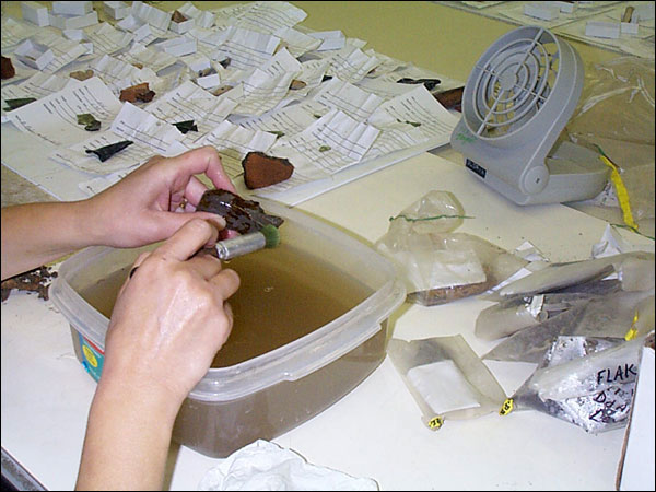 Cleaning Artifact with Stencil Brush Cleaning Artifact with Stencil Brush
