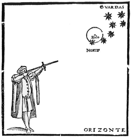 16th Century Illustration of a Man Using a Cross-Staff 16th Century Illustration of a Man Using a Cross-Staff