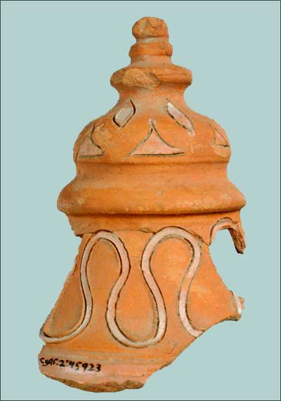 Decorated Finial from Elaborate Terra Sigillata Vessel (Fld-372) Decorated Finial from Elaborate Terra Sigillata Vessel (Fld-372)