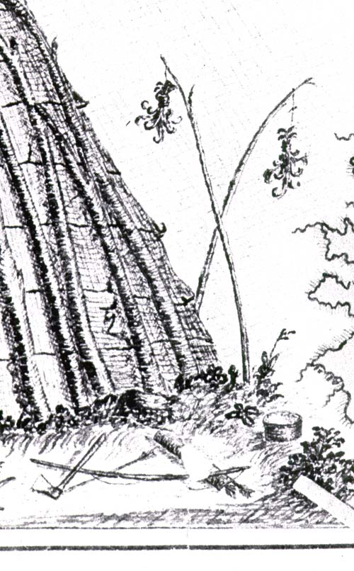 Sticks with Birchbark Strips Dangling from the Top Sticks with Birchbark Strips Dangling from the Top