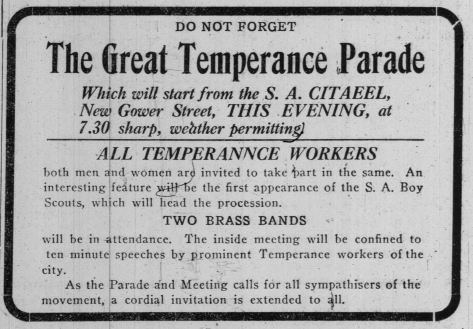 Temperance Rally Advertisment in The St. John's Daily Star, April 20, 1917. The St. John's Daily Star, April 20, 1917.