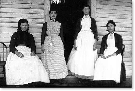 Maidservants in Front of a Cabin, probably in Labrador Maidservants in Front of a Cabin, probably in Labrador