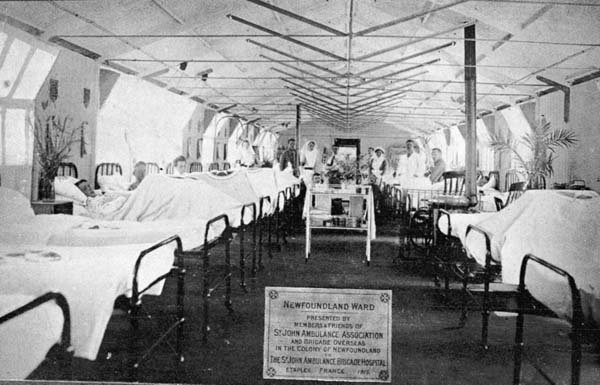 Newfoundland Ward at the St. John Ambulance Brigade Hospital, &201;taples, France, 1915