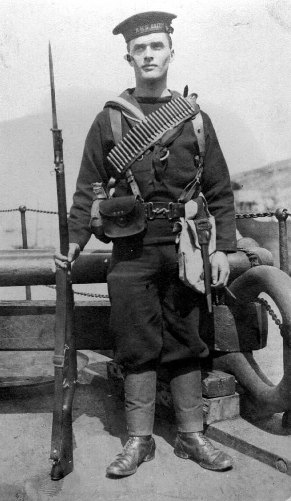 Postcard of a Royal Naval Reservist in Complete Uniform, HMS Briton, ca. 1916