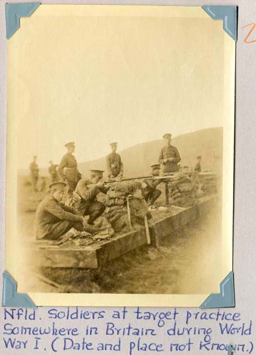 'Nfld. Soldiers at Target Practice somewhere in Britain during World War I. (Date and Place Not Known.)'
