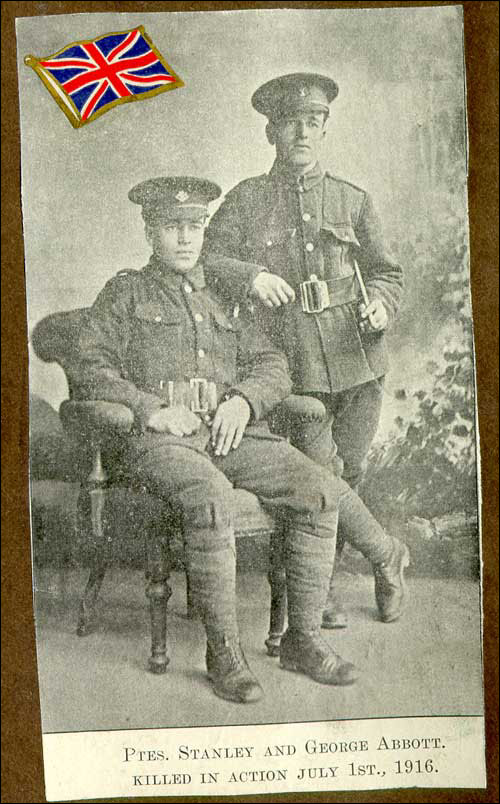 Ptes. Stanley and George Abbot, Killed in Action July 1, 1916