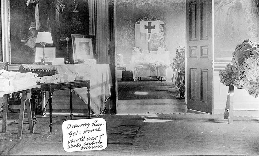 The Ballroom at Government House, shirts, socks and dressings for the soldiers, n.d.