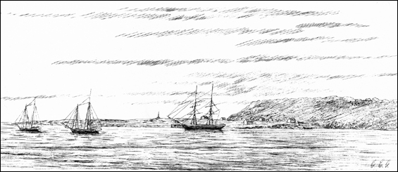 A drawing of Indian Tickle by George E. Gladwin, ca. 1877 A drawing of Indian Tickle by George E. Gladwin, ca. 1877